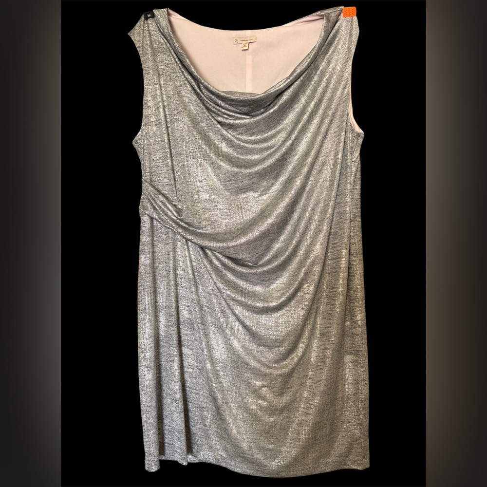 CB established 1962 Elegant Silver Draped Dress sz 22